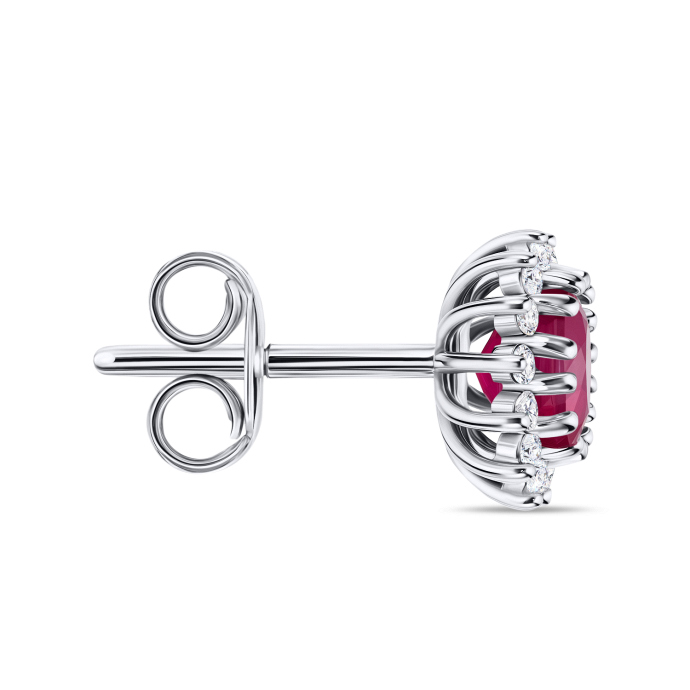 Серьги с бриллиантами и облагороженным рубином - фото 2
