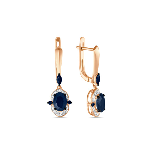 Серьги с бриллиантами и цветными сапфирами