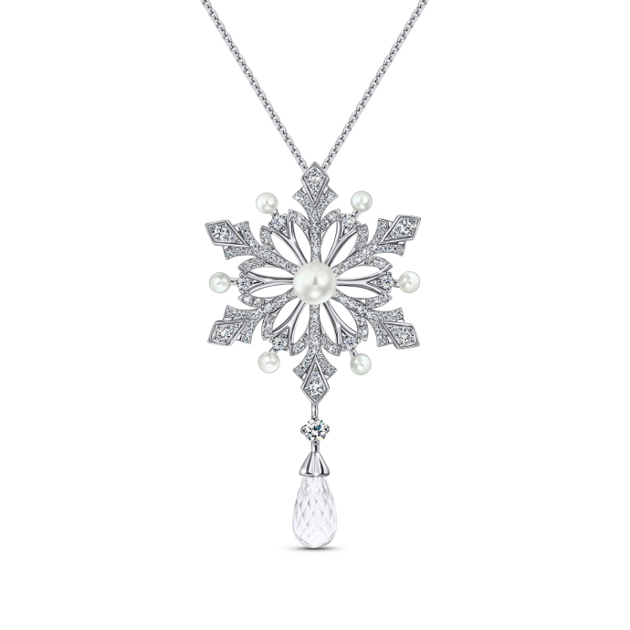 Колье с бриллиантами, жемчугом и кварцем - фото 1