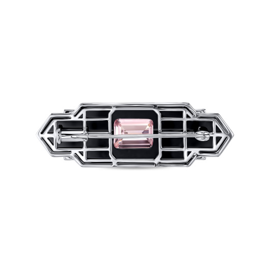 Брошь с бриллиантами, морганитом и ониксом