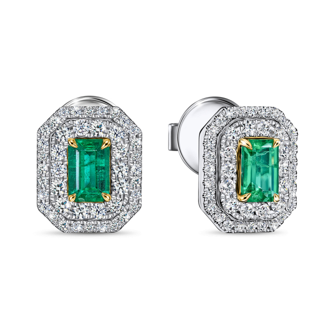 Серьги с бриллиантами и изумрудами - фото 1 Серьги с бриллиантами и изумрудами - фото 1