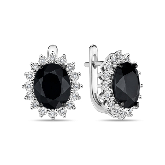 Серьги с бриллиантами и цветными сапфирами