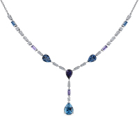 Колье с бриллиантами, иолитом, лондон топазами, танзанитами и цирконом - фото 1