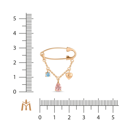 Брошь с топазом и наноситал морганитом