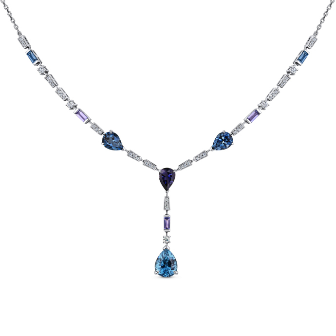 Колье с бриллиантами, иолитом, лондон топазами, танзанитами и цирконом - фото 1
