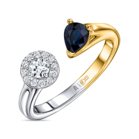 Кольцо с бриллиантами и сапфиром - фото 1