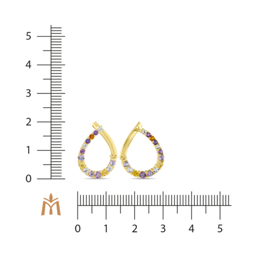 Серьги с топазами, аметистами и цитринами