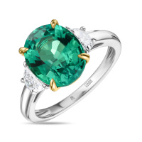 Кольцо с бриллиантами и изумрудом - фото 2