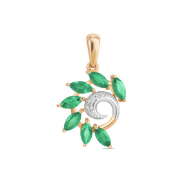 Подвеска с бриллиантами и изумрудами
