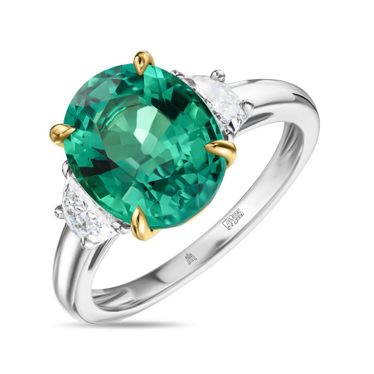 Кольцо с бриллиантами и изумрудом