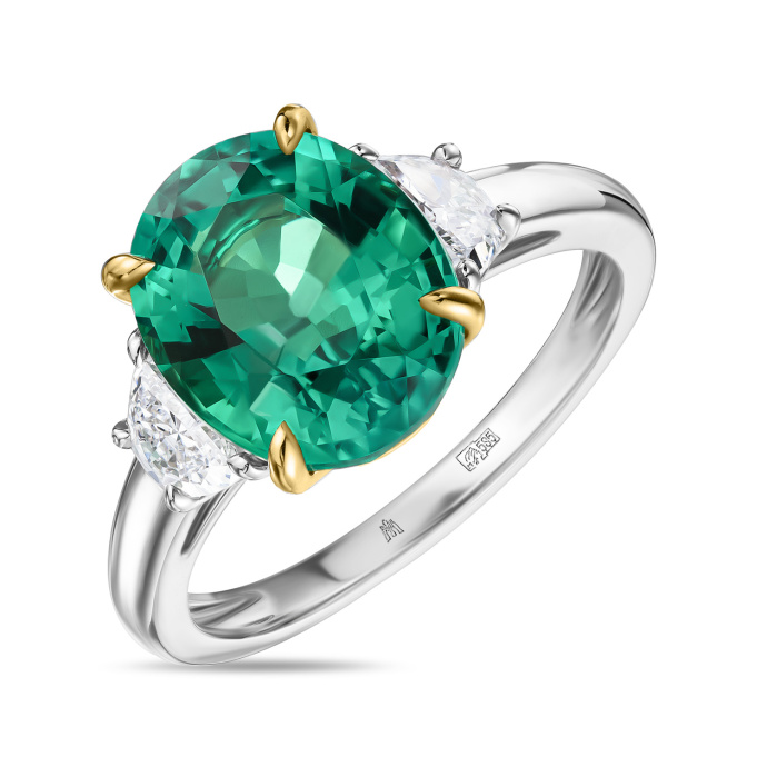 Кольцо с бриллиантами и изумрудом - фото 2