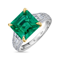 Кольцо с бриллиантом и изумрудом - фото 1