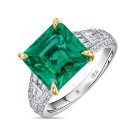 Кольцо с бриллиантом и изумрудом
