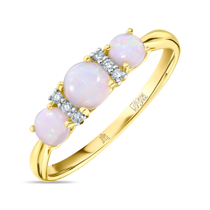 Кольцо с бриллиантами и опалами - фото 1