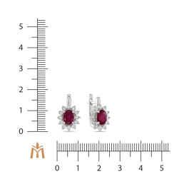 Серьги с бриллиантами и облагороженным рубином