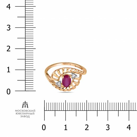 Кольцо с бриллиантами и рубином R131-R4383-RU - Фото 2