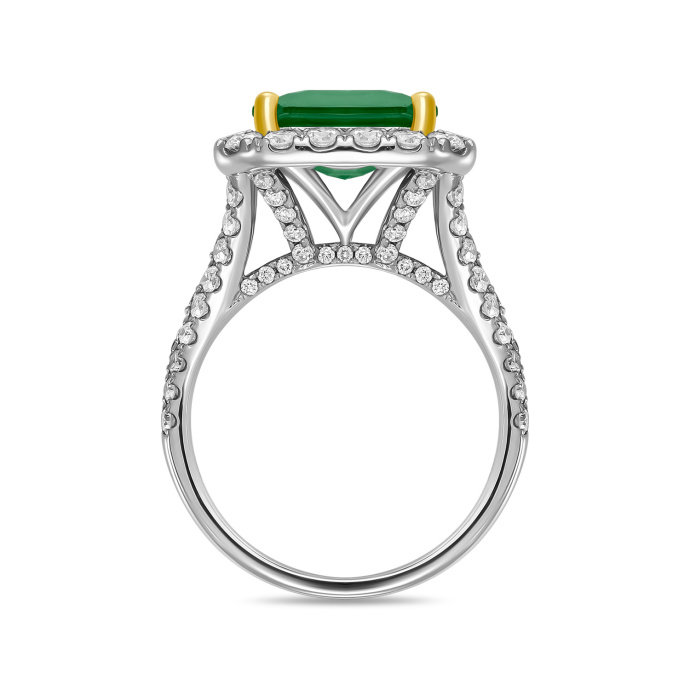 Кольцо с бриллиантами и изумрудом - фото 2