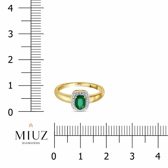 Кольцо с бриллиантами и изумрудом R01-34368-EM - Фото 2