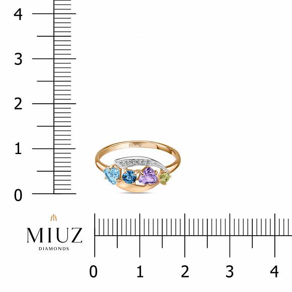 Кольцо с аметистом, топазом, хризолитом и фианитами R2031-715625-MIX - Фото 2