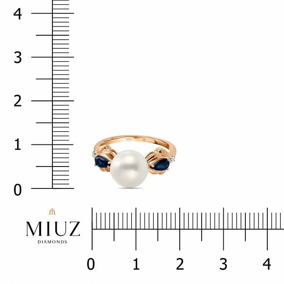 Кольцо с бриллиантами, жемчугом и сапфирами R77-R59470-SACP - Фото 2