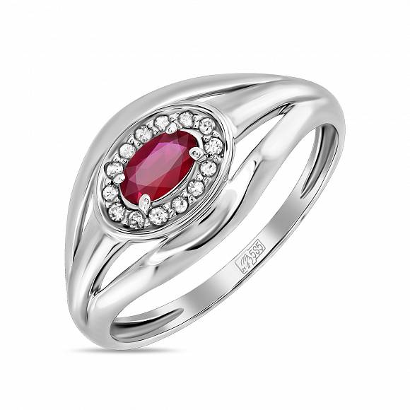 Кольцо с бриллиантами и рубином R01-34574-RU - Фото 1