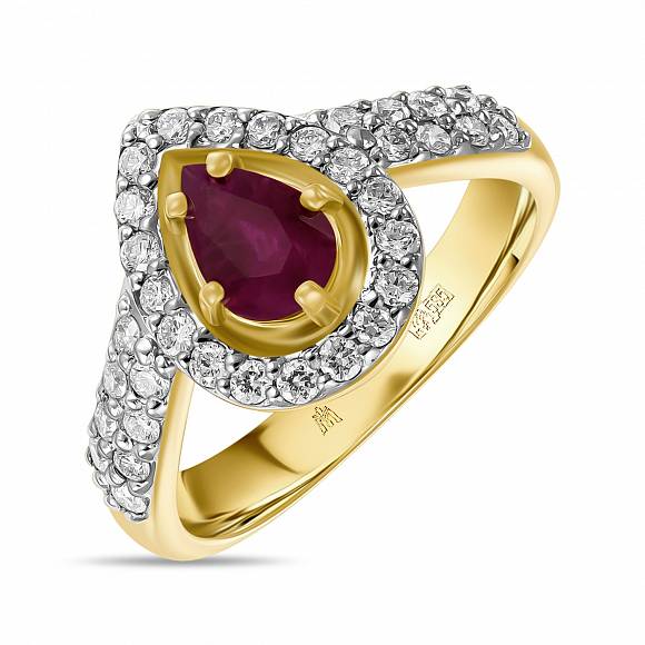 Кольцо с бриллиантами и рубином R01-78008 - Фото 1