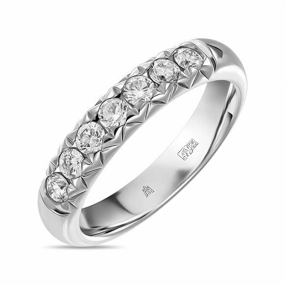 Обручальное кольцо-дорожка из белого золота с 7 бриллиантами R127-UFOH6244G - Фото 1